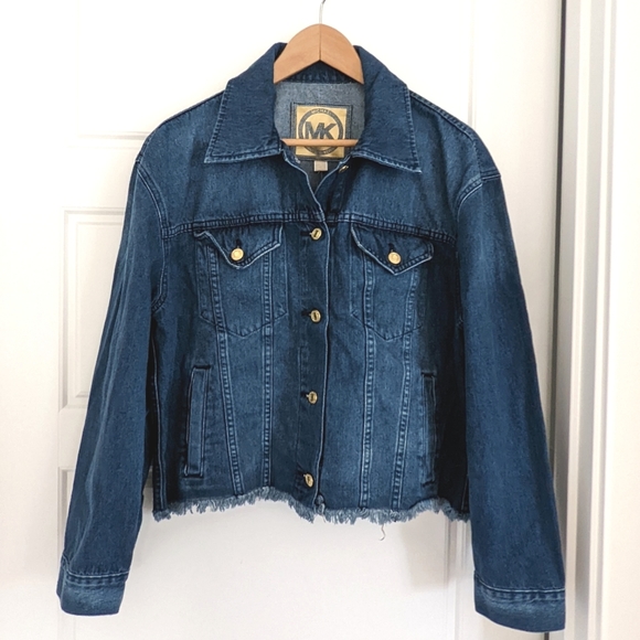 MICHAEL KORS Jackets & Blazers - New Distressed Frayed Denim Jacket M Grunge Indie Sleaze Streetwear Festival